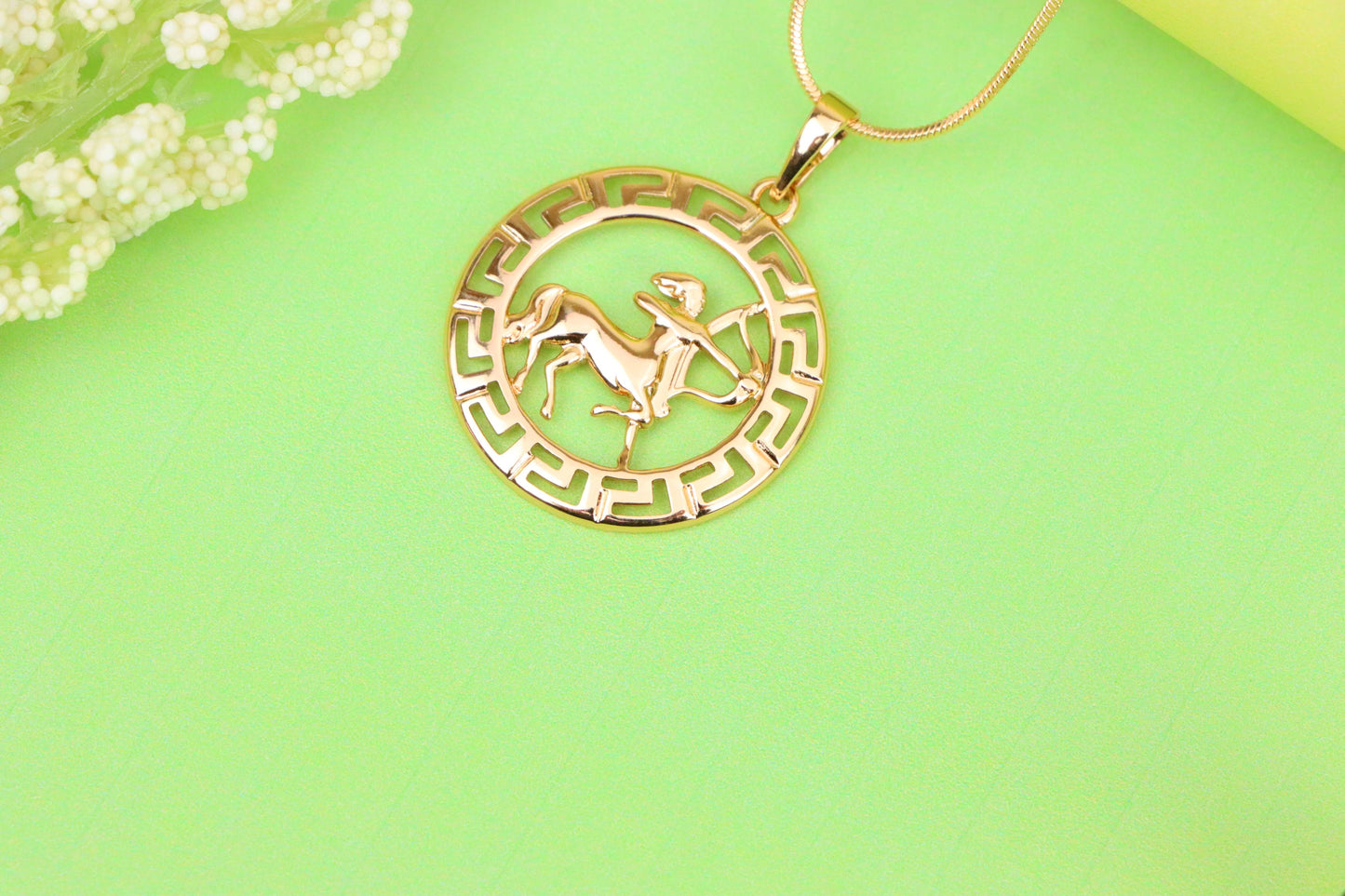 Sagittarius Zodiac Rose Gold Pendant in Gold Plated Brass, XPPT1336 (2132-7)
