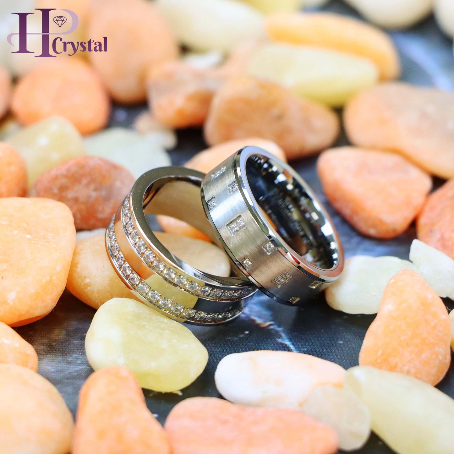 Titanium Wedding Ring with Prong-Set White CZ – Full Eternity Band for Women & Men (MARET1082)