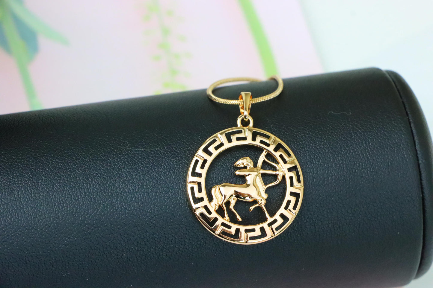 Sagittarius Zodiac Rose Gold Pendant in Gold Plated Brass, XPPT1336 (2132-7)