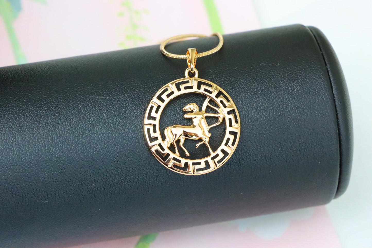 Sagittarius Zodiac Rose Gold Pendant in Gold Plated Brass, XPPT1336 (2132-7)