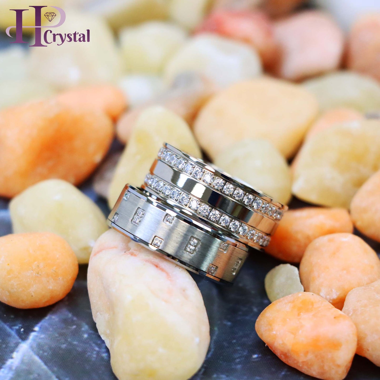 Titanium Wedding Ring with Prong-Set White CZ – Full Eternity Band for Women & Men (MARET1082)