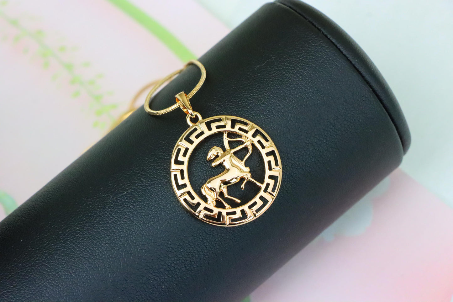 Sagittarius Zodiac Rose Gold Pendant in Gold Plated Brass, XPPT1336 (2132-7)
