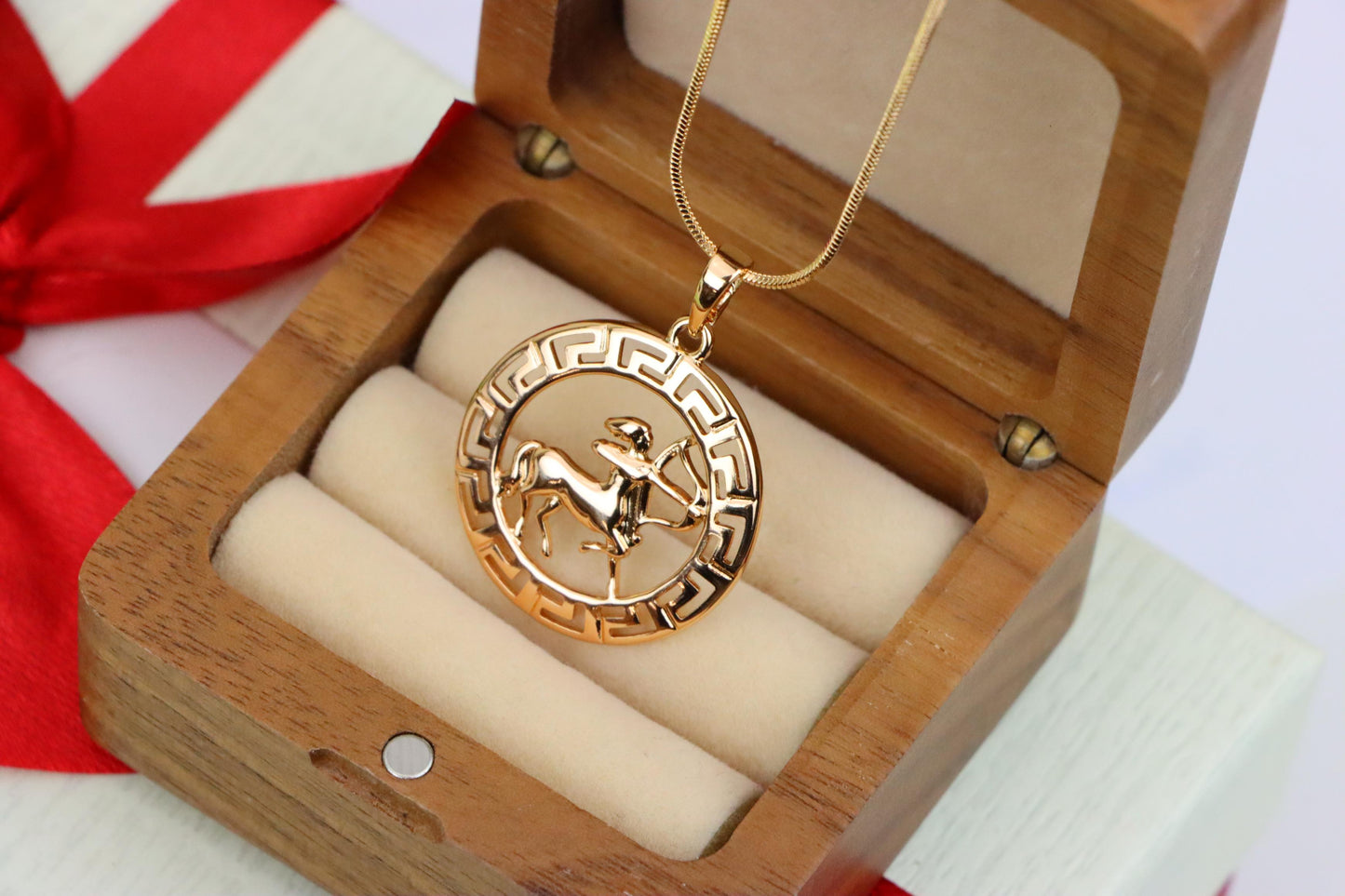 Sagittarius Zodiac Rose Gold Pendant in Gold Plated Brass, XPPT1336 (2132-7)