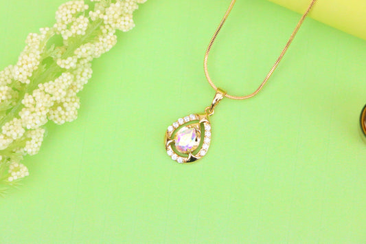 Rainbow Teardrop Pendant with Gold Plated Finish and Sparkling Detail, XPPT1803 (2153-2)