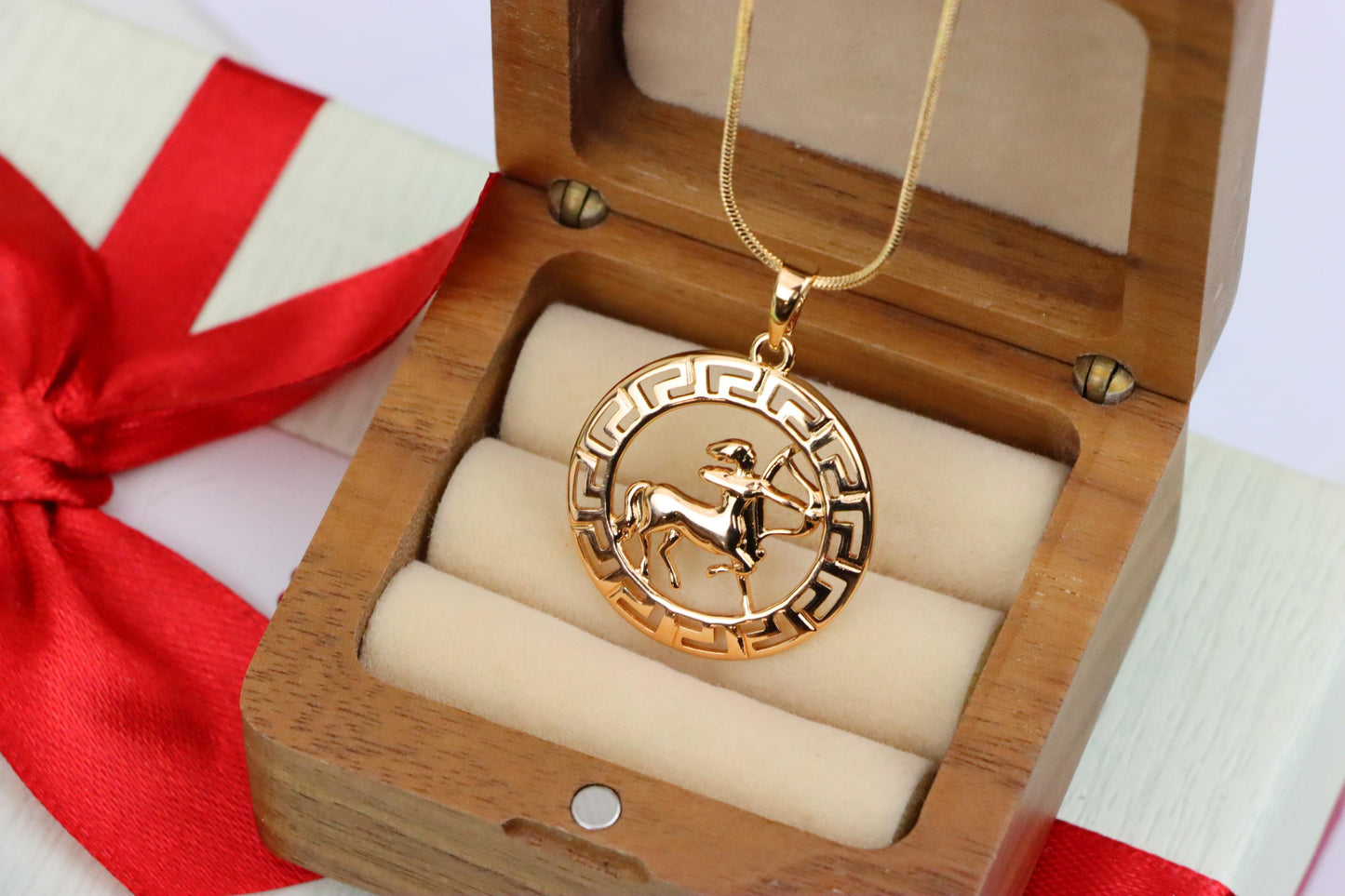 Sagittarius Zodiac Rose Gold Pendant in Gold Plated Brass, XPPT1336 (2132-7)