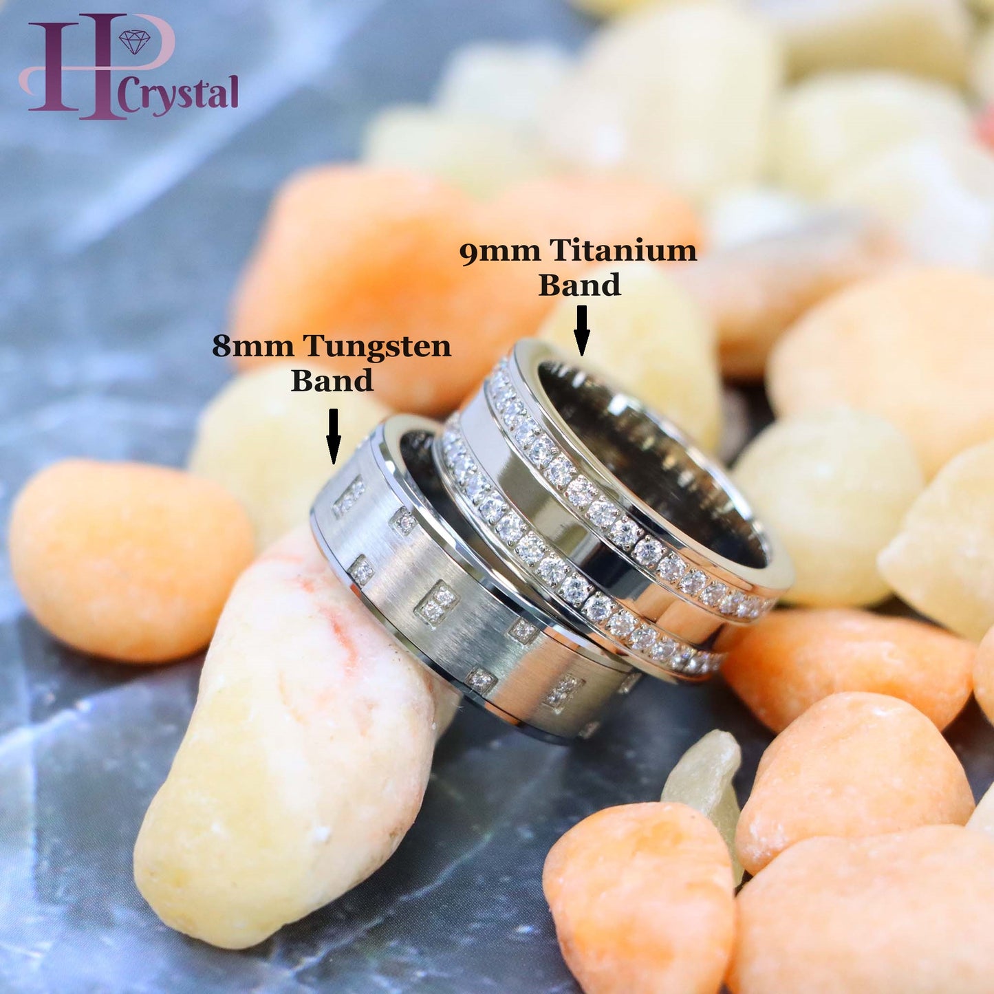 Titanium Wedding Ring with Prong-Set White CZ – Full Eternity Band for Women & Men (MARET1082)