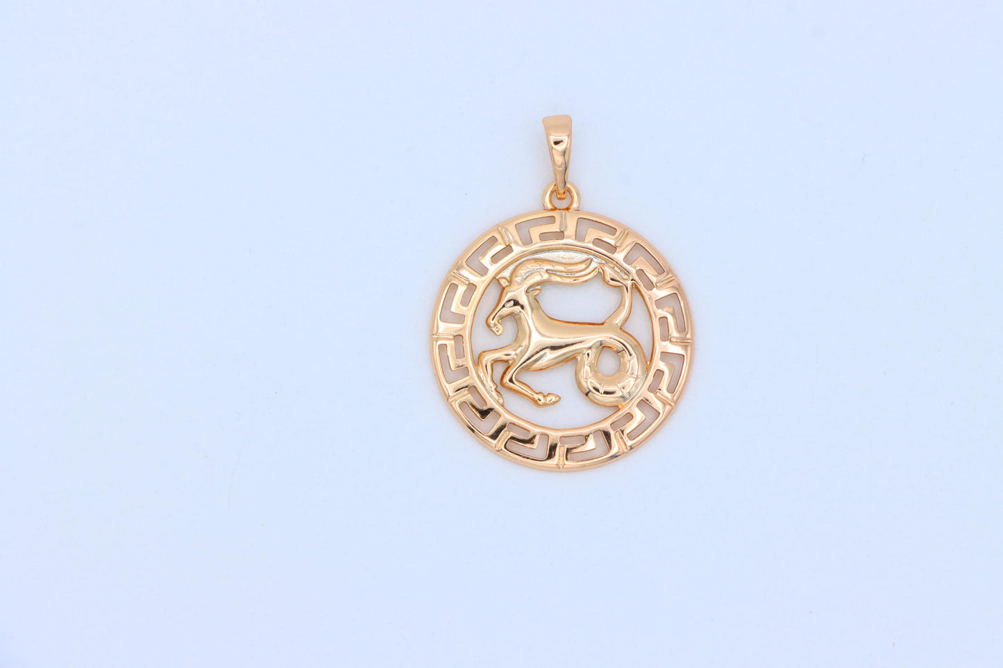 Capricorn Zodiac Rose Gold Pendant in Gold Plated Brass, XPPT1337 (2132-7)