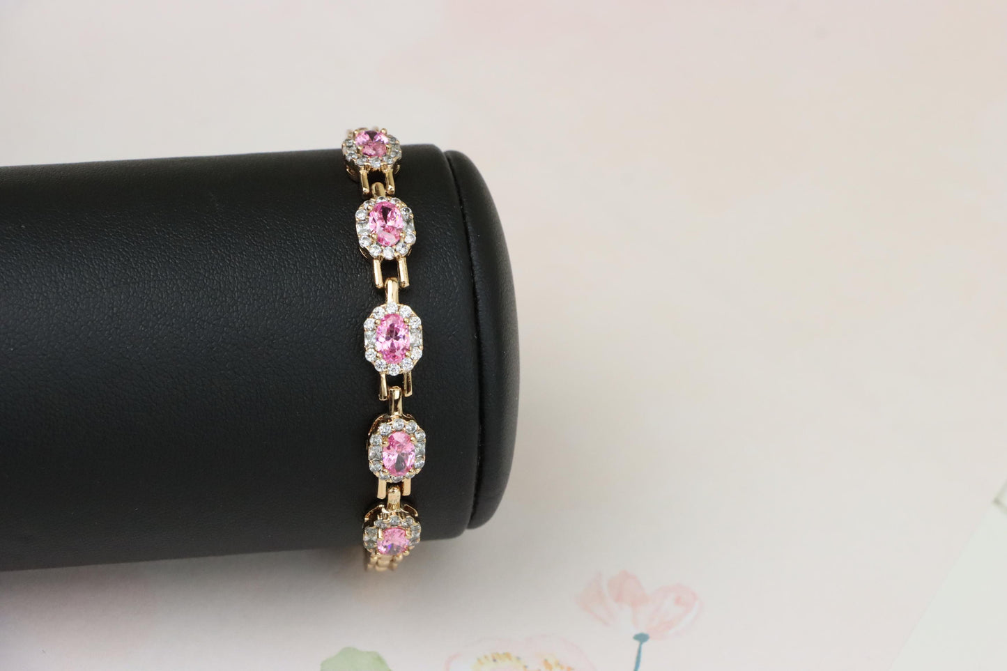 Rose Gold Bracelet with Pink Stone Accents, XPBL1006 (2101-5)