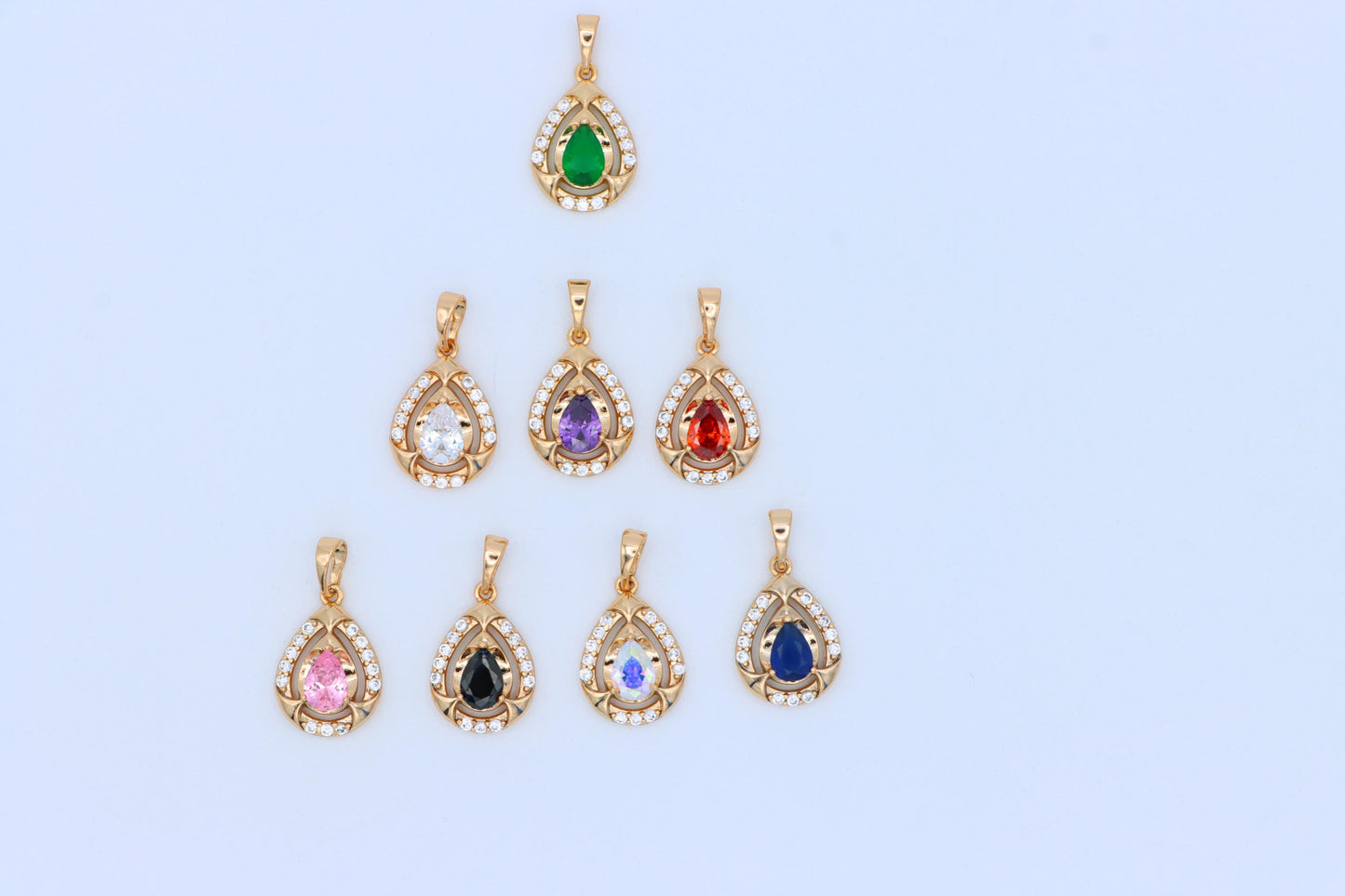 Rainbow Teardrop Pendant with Gold Plated Finish and Sparkling Detail, XPPT1803 (2153-2)