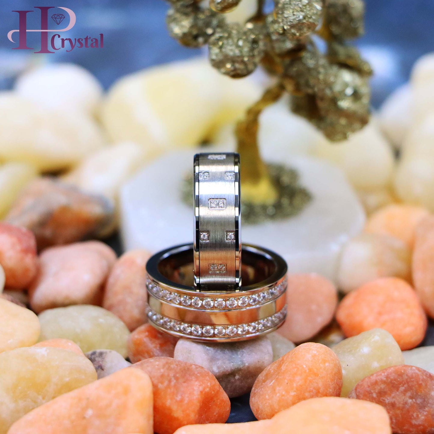 Titanium Wedding Ring with Prong-Set White CZ – Full Eternity Band for Women & Men (MARET1082)