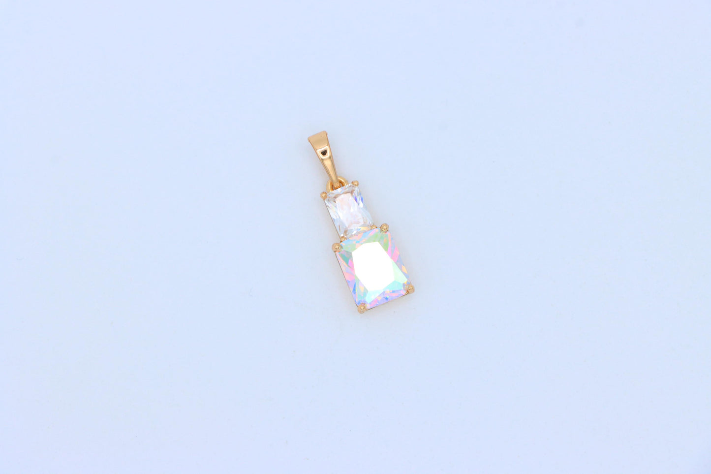 Radiant Rainbow Pendant with Gold-Plated Brass – Elegant Sparkle, XPPT1804 (2153-3)