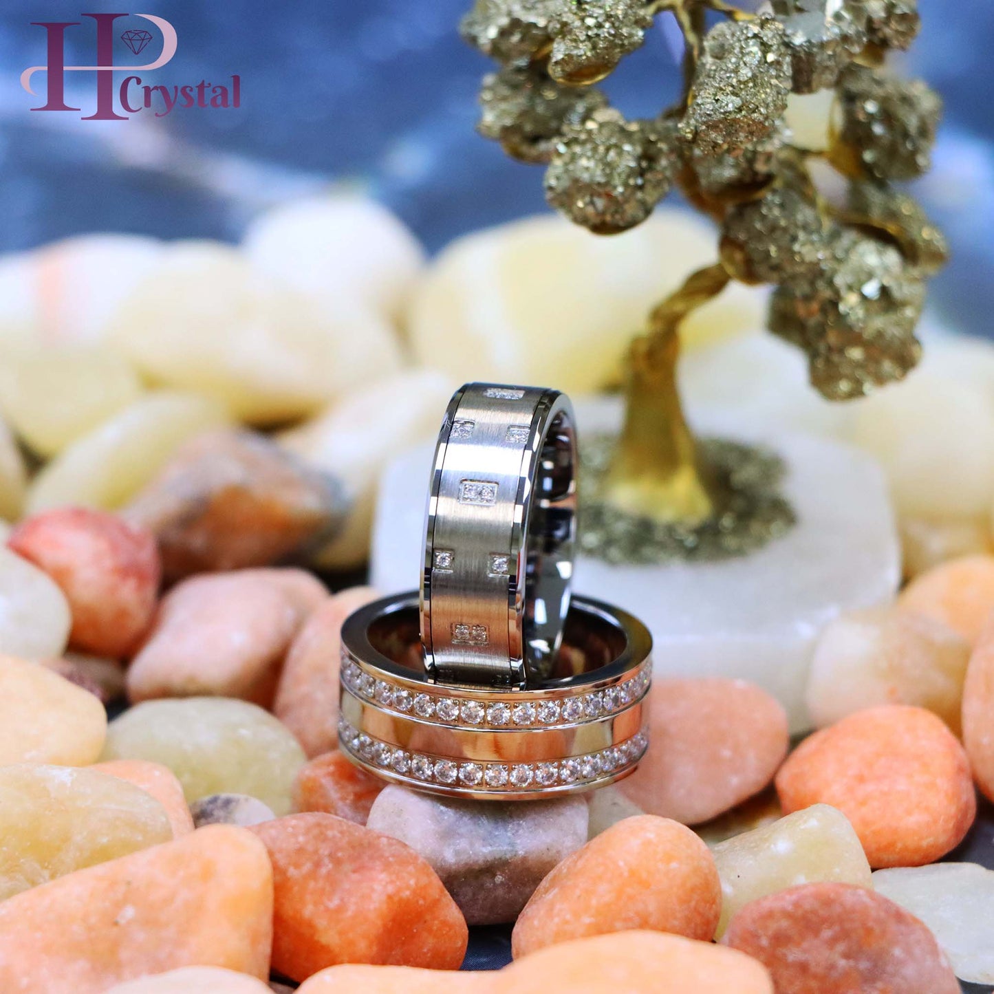 Titanium Wedding Ring with Prong-Set White CZ – Full Eternity Band for Women & Men (MARET1082)