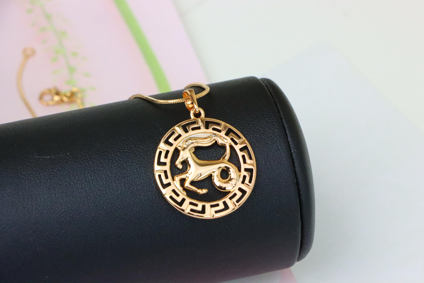 Capricorn Zodiac Rose Gold Pendant in Gold Plated Brass, XPPT1337 (2132-7)