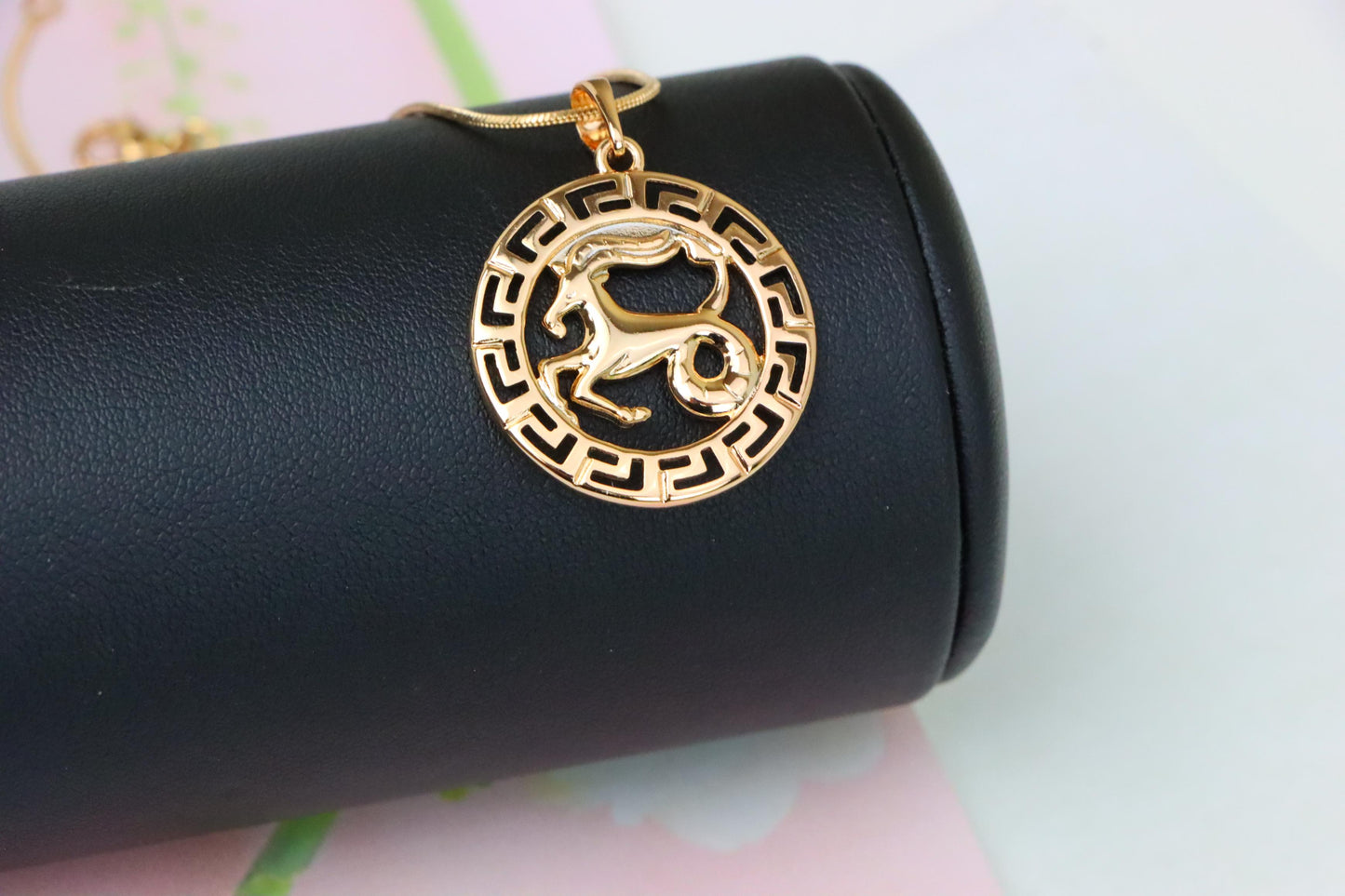 Capricorn Zodiac Rose Gold Pendant in Gold Plated Brass, XPPT1337 (2132-7)