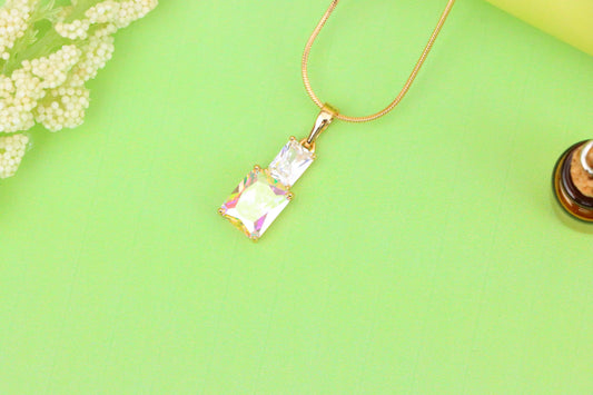 Radiant Rainbow Pendant with Gold-Plated Brass – Elegant Sparkle, XPPT1804 (2153-3)