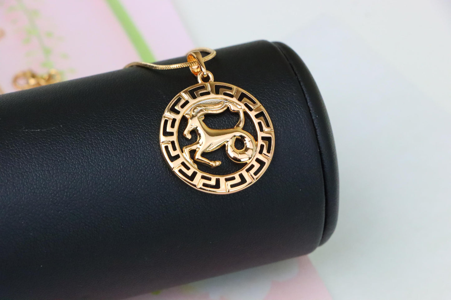 Capricorn Zodiac Rose Gold Pendant in Gold Plated Brass, XPPT1337 (2132-7)