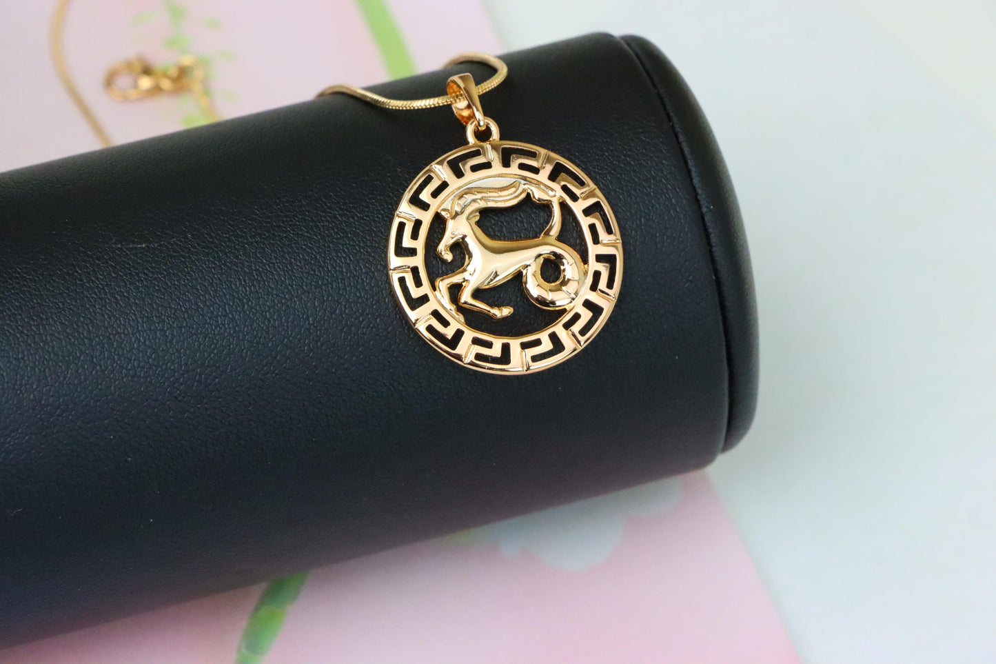 Capricorn Zodiac Rose Gold Pendant in Gold Plated Brass, XPPT1337 (2132-7)