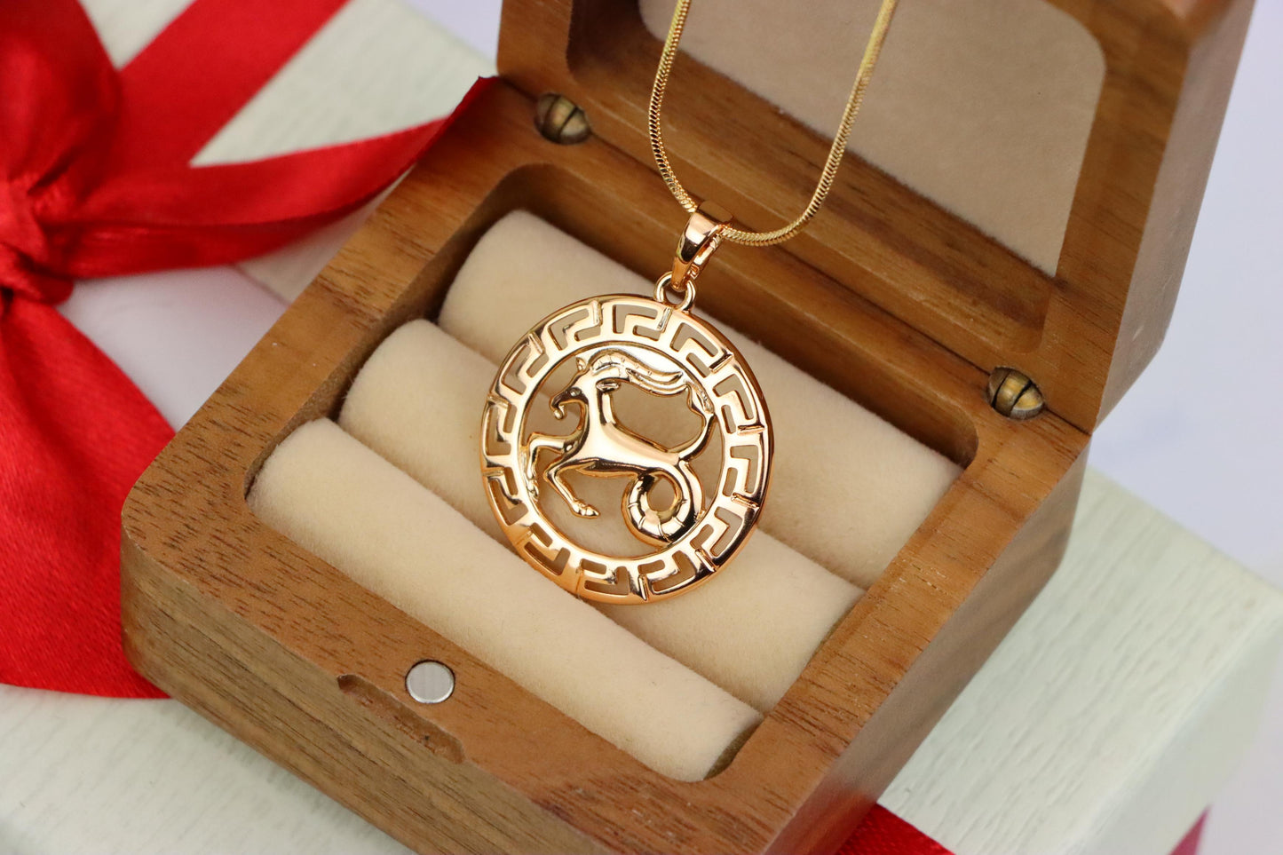 Capricorn Zodiac Rose Gold Pendant in Gold Plated Brass, XPPT1337 (2132-7)