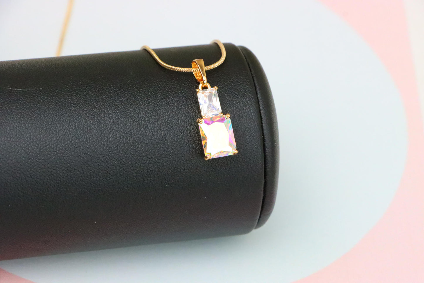 Radiant Rainbow Pendant with Gold-Plated Brass – Elegant Sparkle, XPPT1804 (2153-3)