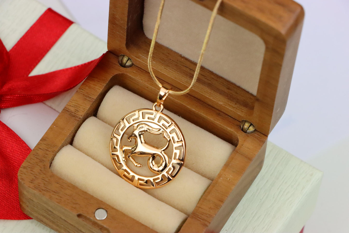 Capricorn Zodiac Rose Gold Pendant in Gold Plated Brass, XPPT1337 (2132-7)