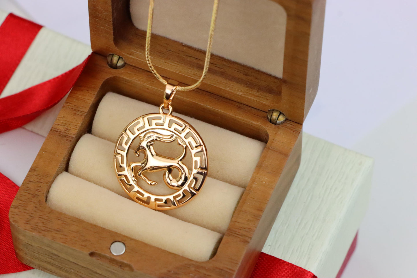 Capricorn Zodiac Rose Gold Pendant in Gold Plated Brass, XPPT1337 (2132-7)