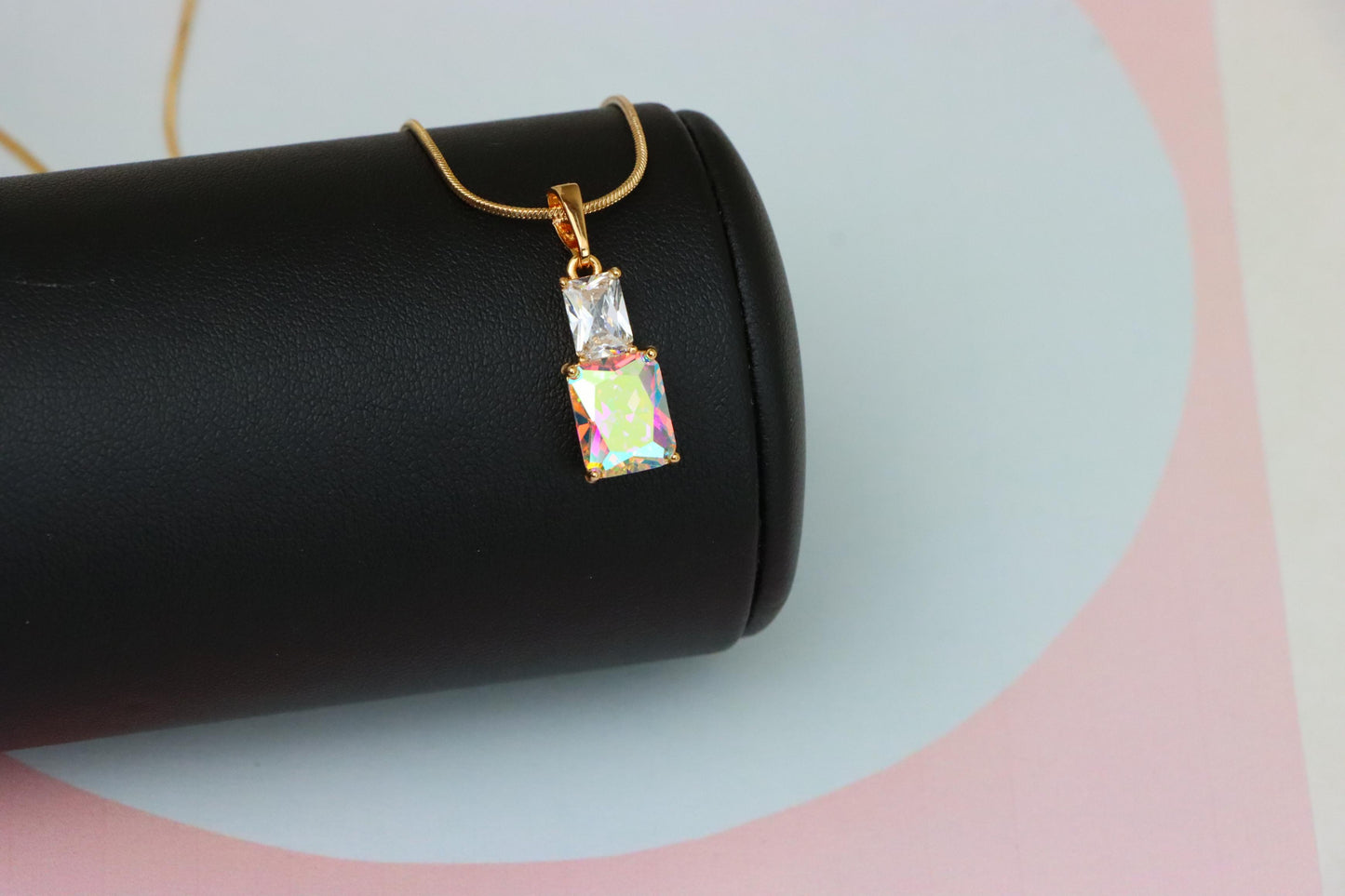 Radiant Rainbow Pendant with Gold-Plated Brass – Elegant Sparkle, XPPT1804 (2153-3)