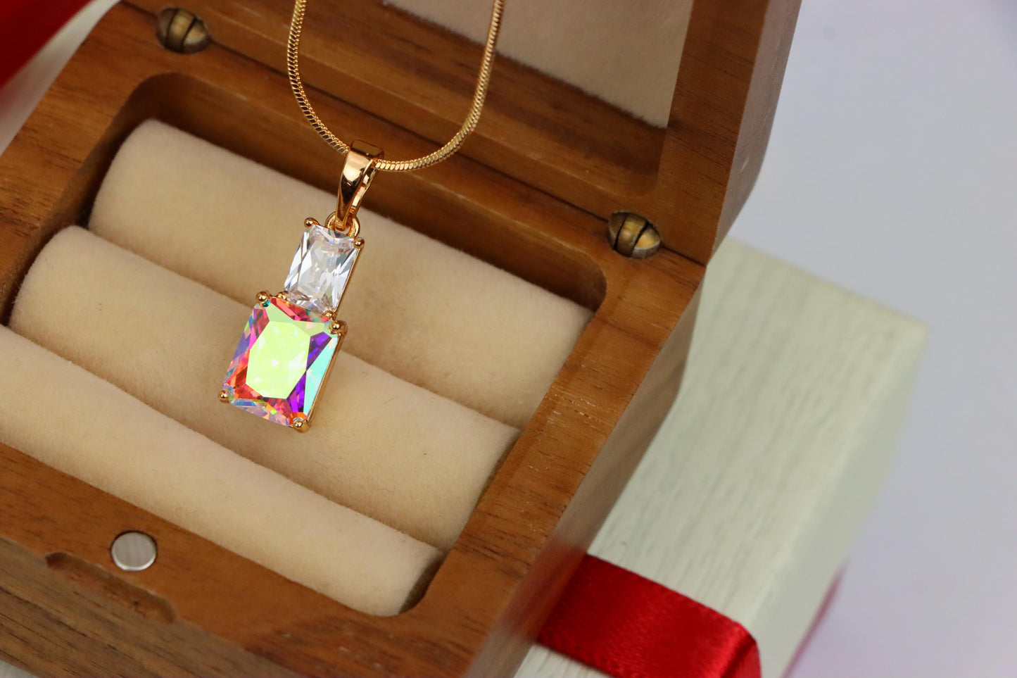 Radiant Rainbow Pendant with Gold-Plated Brass – Elegant Sparkle, XPPT1804 (2153-3)