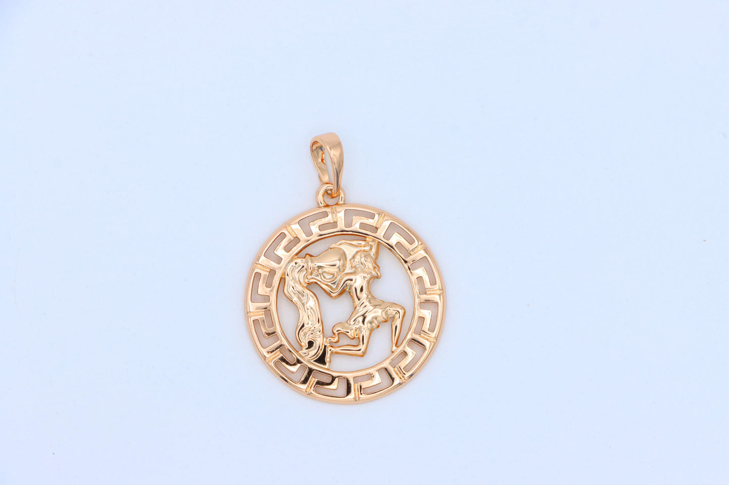 Aquarius Zodiac Rose Gold Pendant in Gold Plated Brass, XPPT1338 (2132-7)
