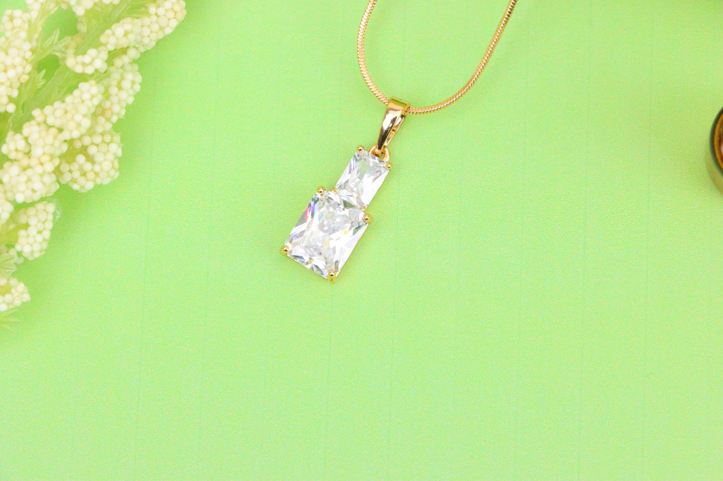 Elegant White Pendant with Sparkling Stones in Gold-Plated Finish, XPPT1805 (2153-3)