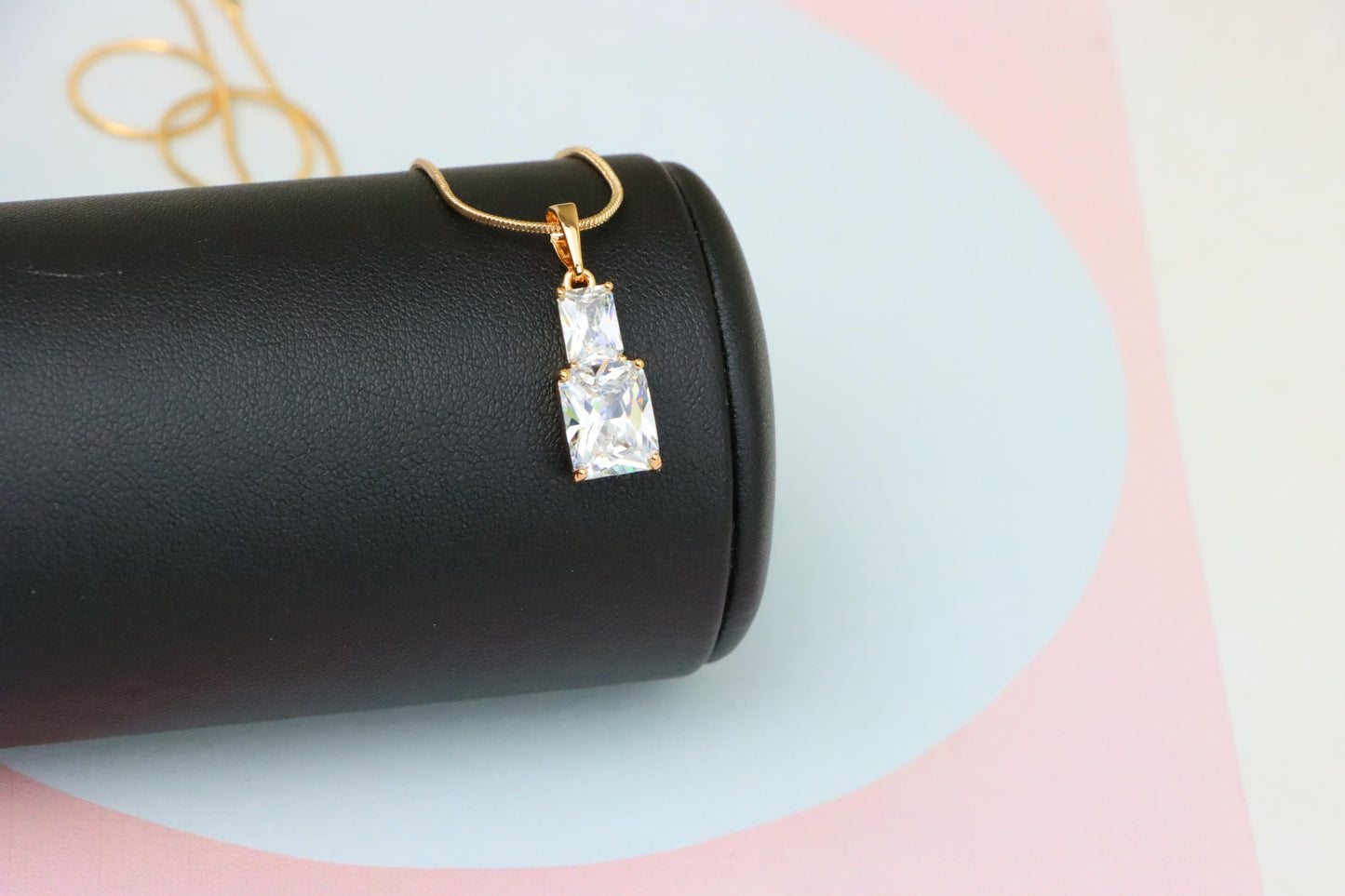 Elegant White Pendant with Sparkling Stones in Gold-Plated Finish, XPPT1805 (2153-3)