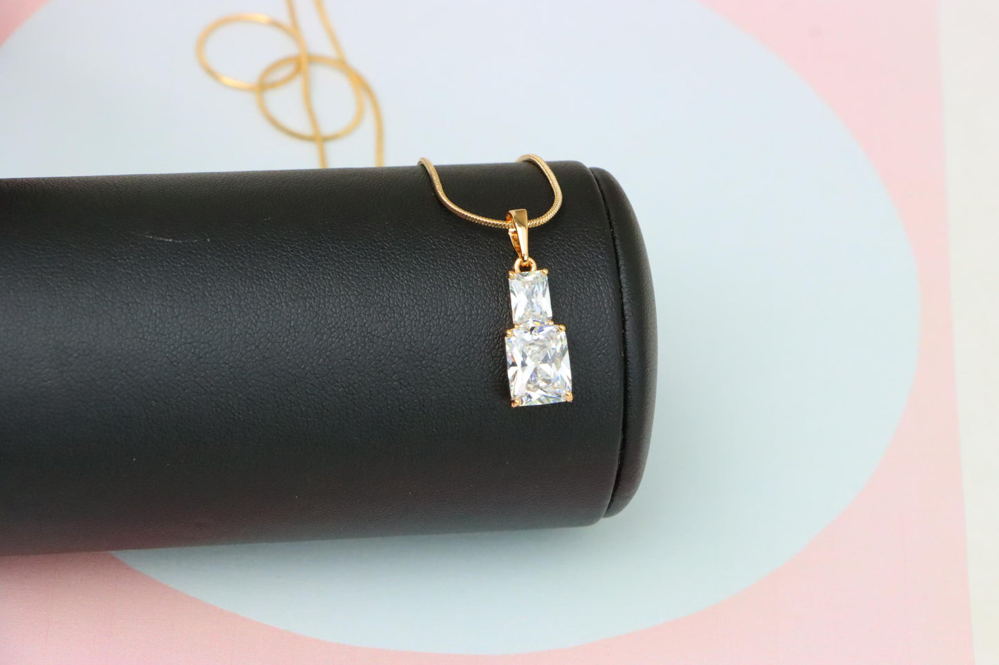 Elegant White Pendant with Sparkling Stones in Gold-Plated Finish, XPPT1805 (2153-3)