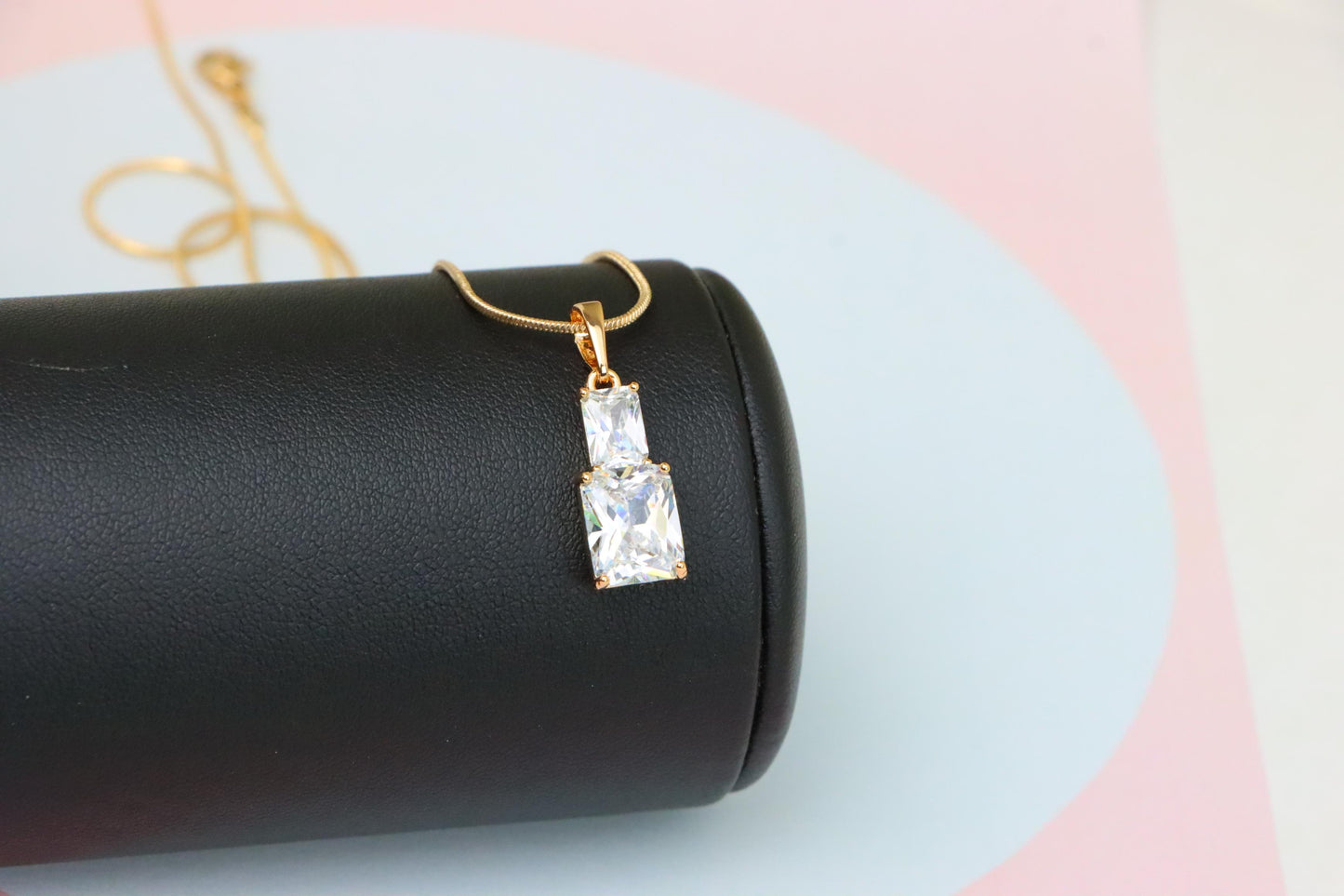 Elegant White Pendant with Sparkling Stones in Gold-Plated Finish, XPPT1805 (2153-3)