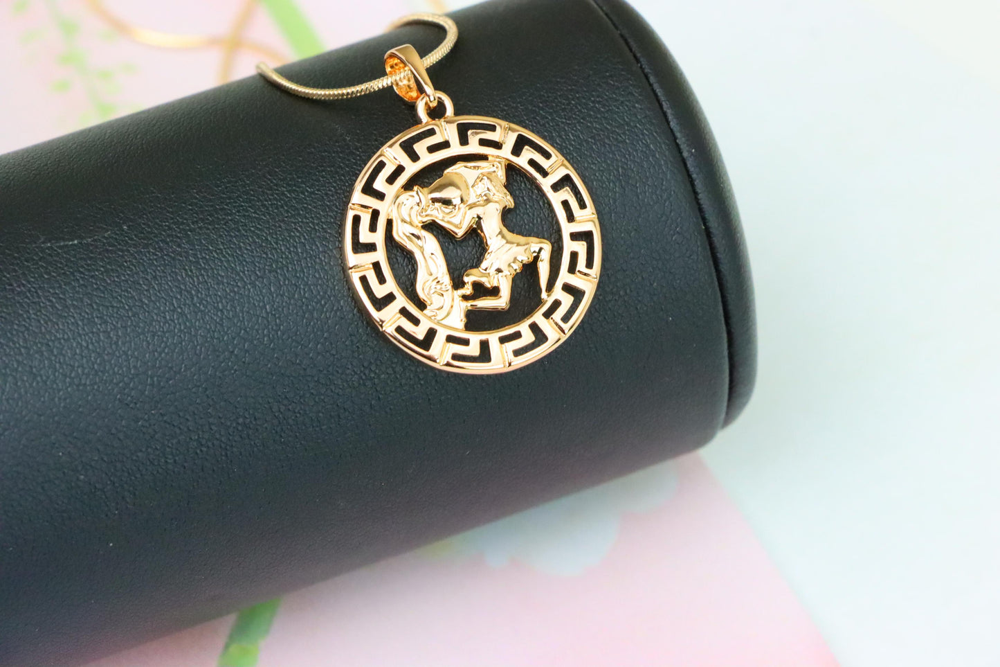 Aquarius Zodiac Rose Gold Pendant in Gold Plated Brass, XPPT1338 (2132-7)