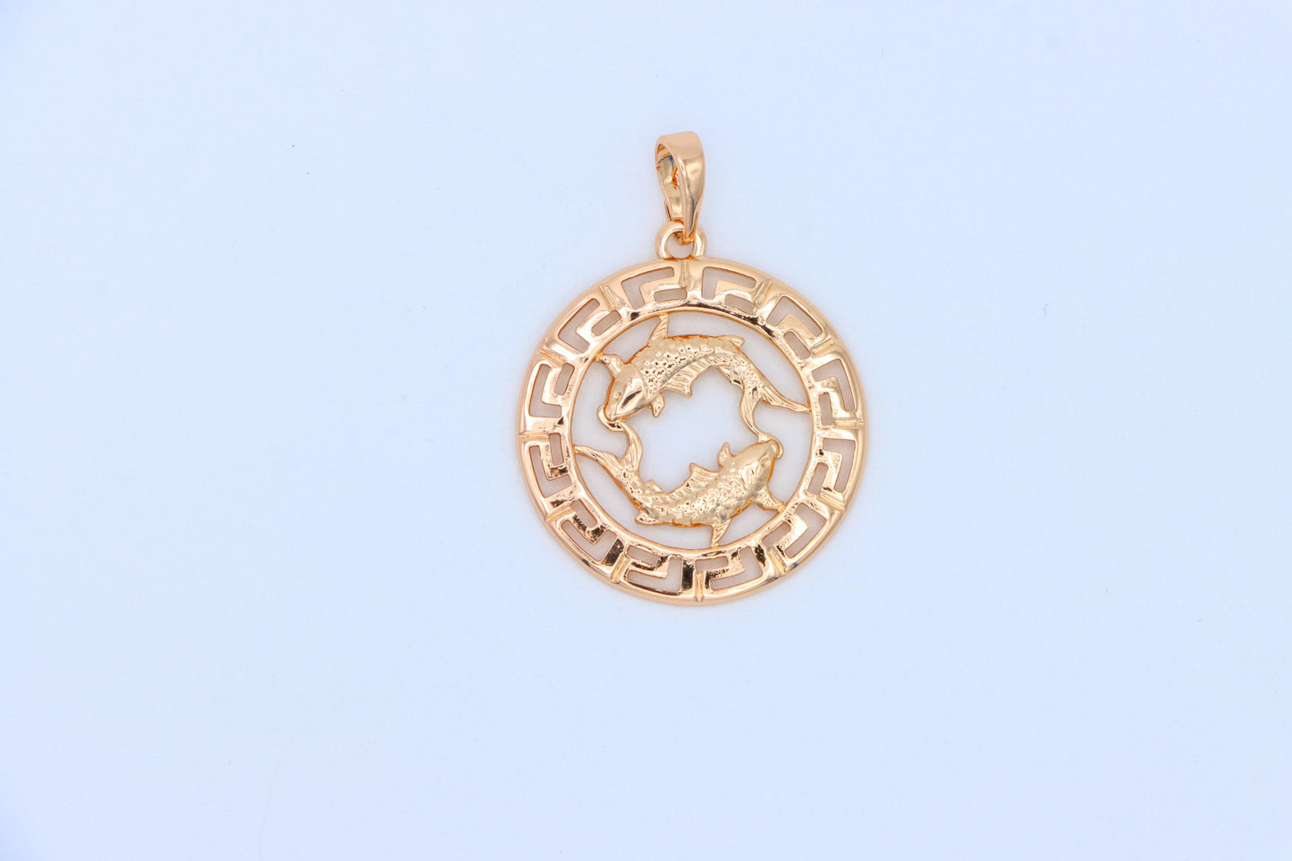 Pisces Zodiac Rose Gold Pendant in Gold Plated Brass, XPPT1339 (2132-7)