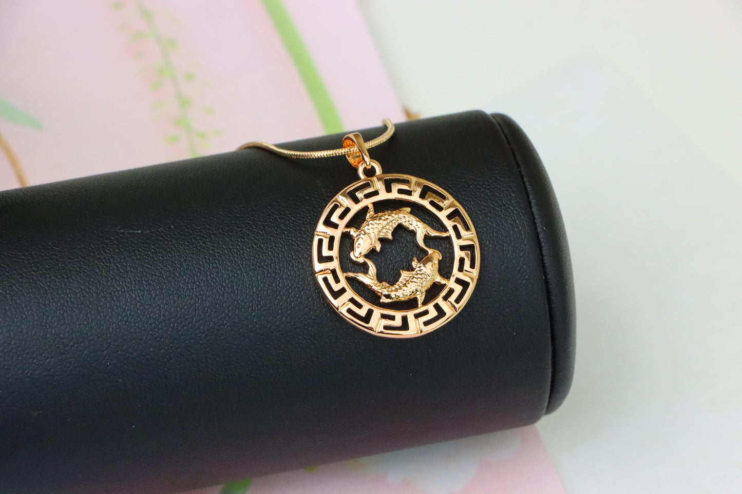 Pisces Zodiac Rose Gold Pendant in Gold Plated Brass, XPPT1339 (2132-7)