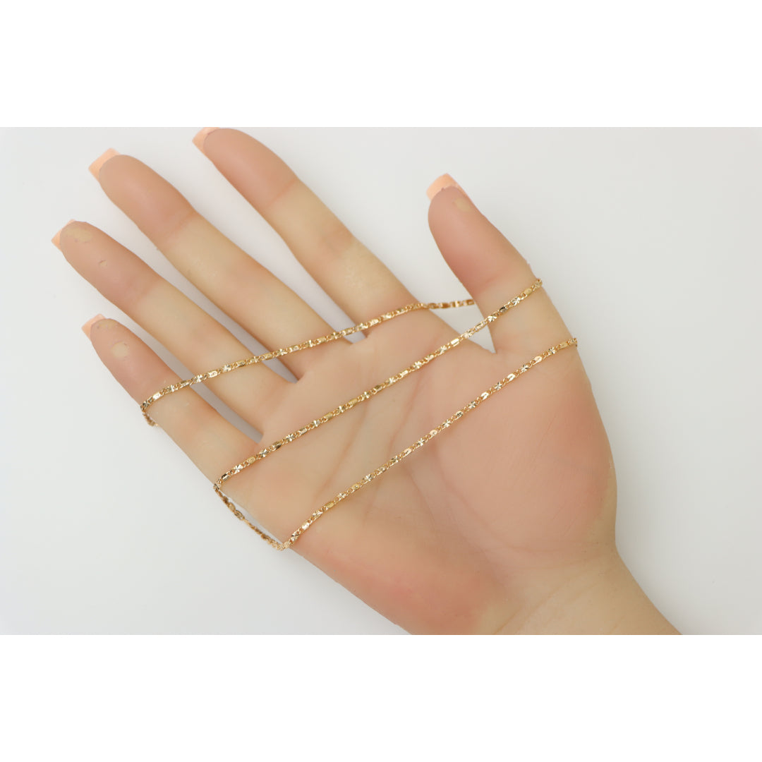 Rose Gold Flat Link Necklace in 18K Gold Plated Brass , XPNL0196 (2020-6)