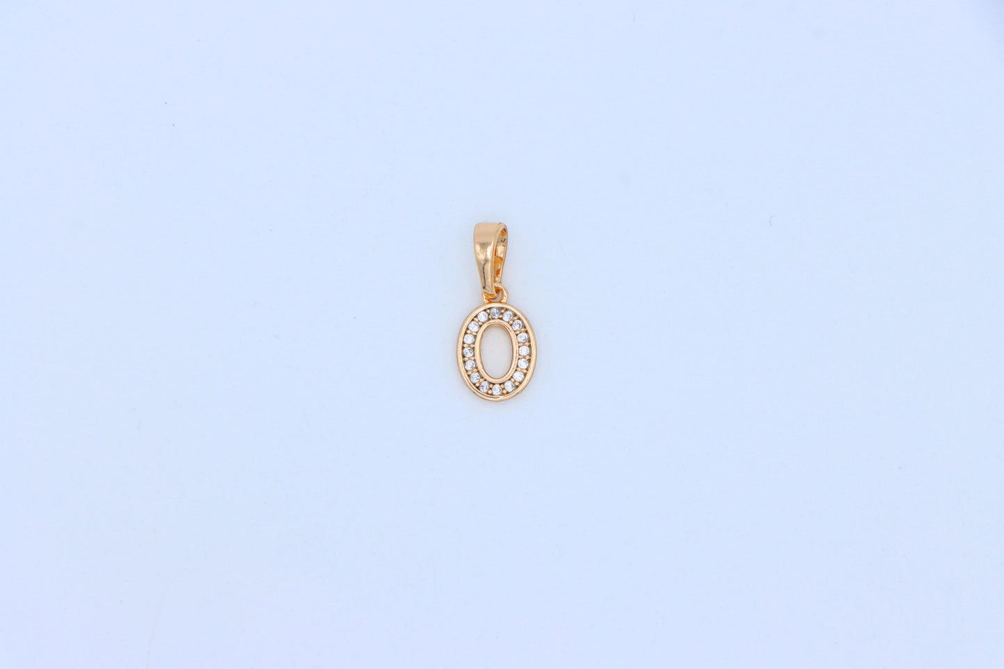 Dazzling Letter O Rose Gold Pendant with CZ Stones, XPPT1340 (2132-8)