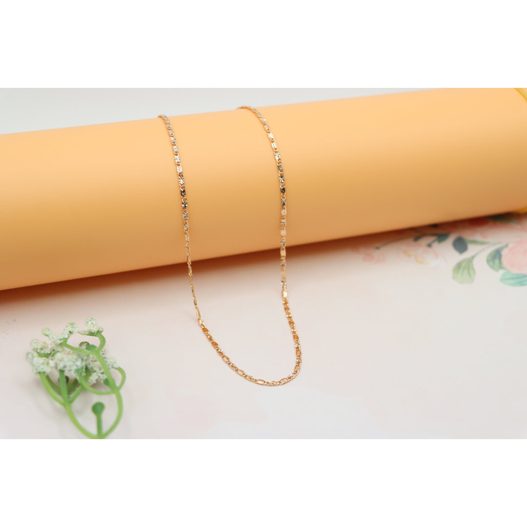 Rose Gold Flat Link Necklace in 18K Gold Plated Brass , XPNL0196 (2020-6)