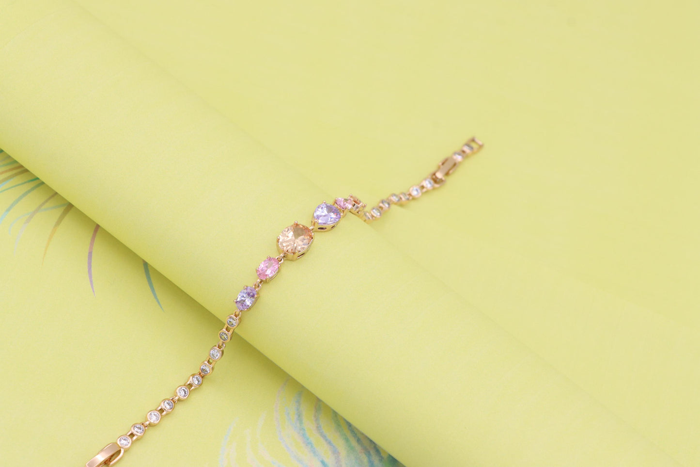 Elegant Multi-Color Crystal Rose Gold Bracelet for Women, XPBL1009 (2101-8)