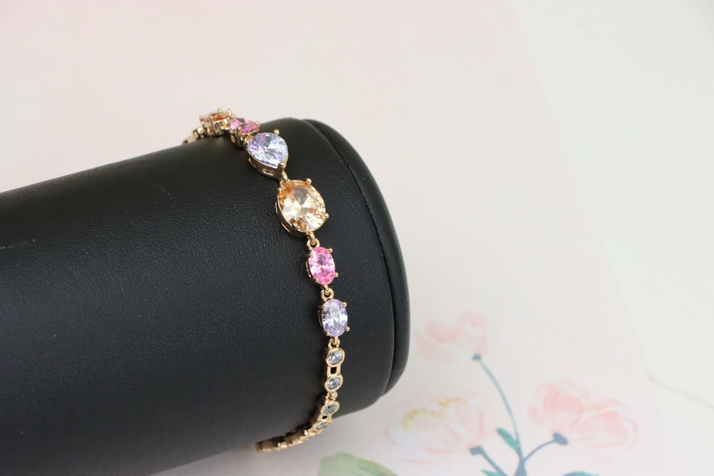 Elegant Multi-Color Crystal Rose Gold Bracelet for Women, XPBL1009 (2101-8)