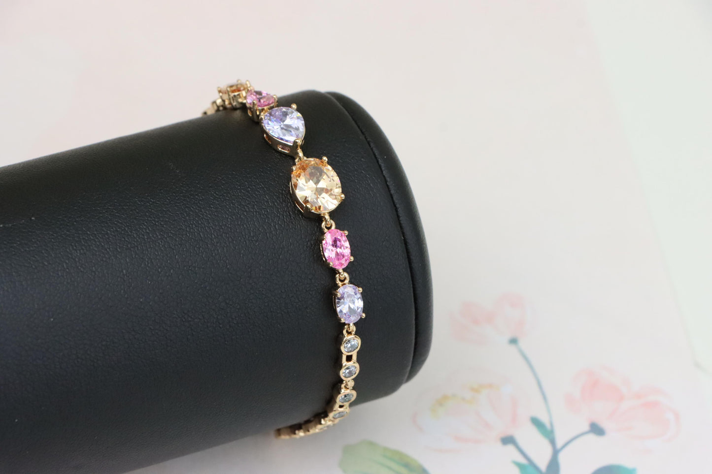 Elegant Multi-Color Crystal Rose Gold Bracelet for Women, XPBL1009 (2101-8)