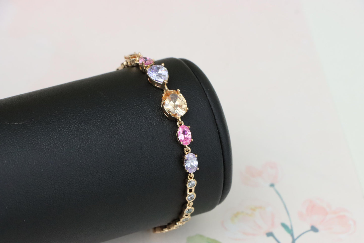 Elegant Multi-Color Crystal Rose Gold Bracelet for Women, XPBL1009 (2101-8)