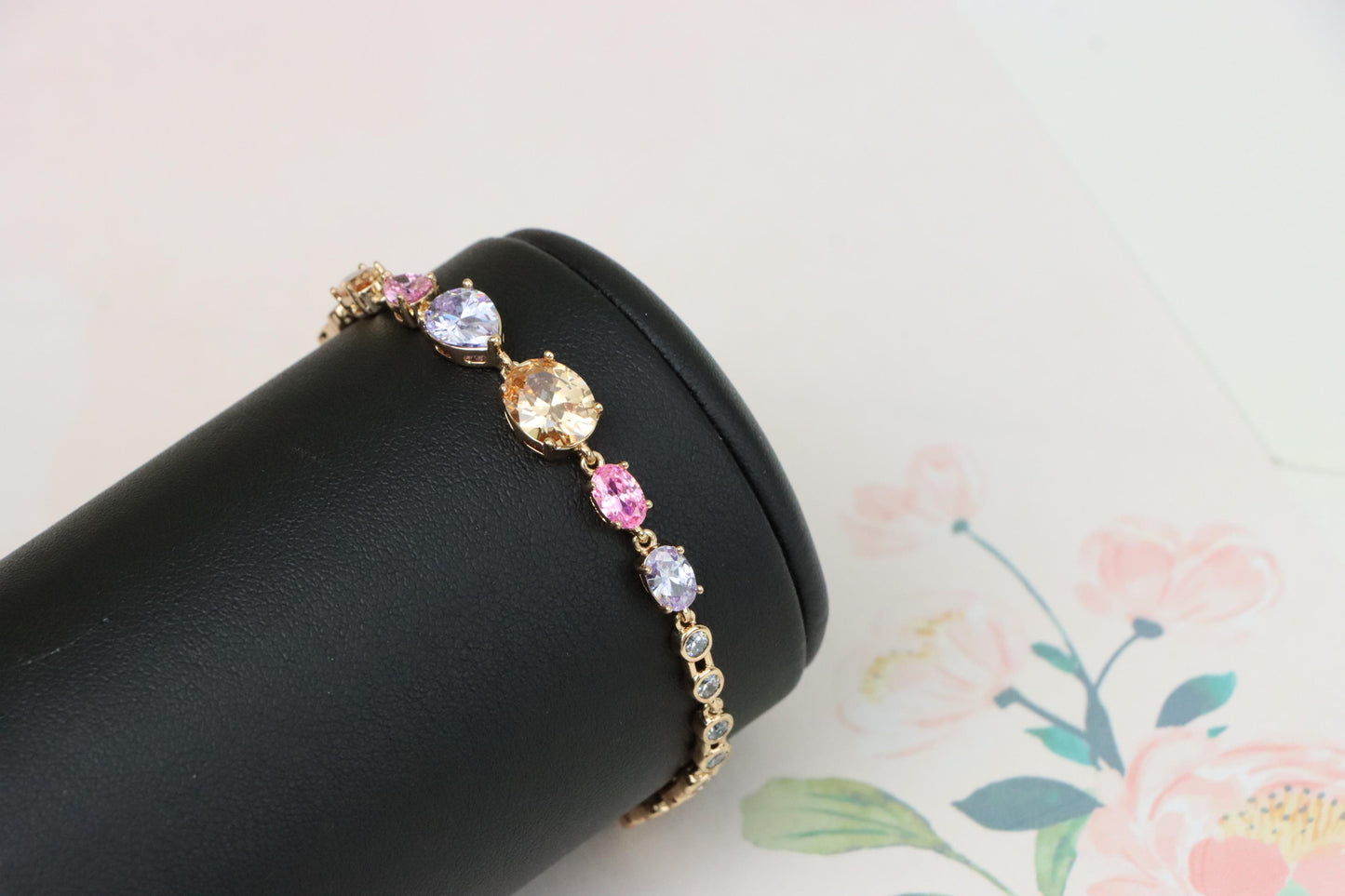 Elegant Multi-Color Crystal Rose Gold Bracelet for Women, XPBL1009 (2101-8)