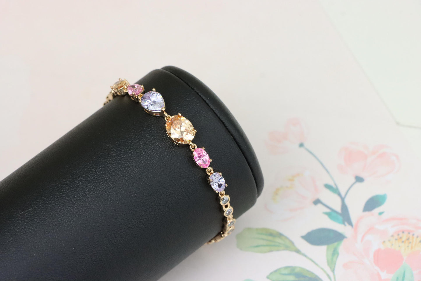Elegant Multi-Color Crystal Rose Gold Bracelet for Women, XPBL1009 (2101-8)