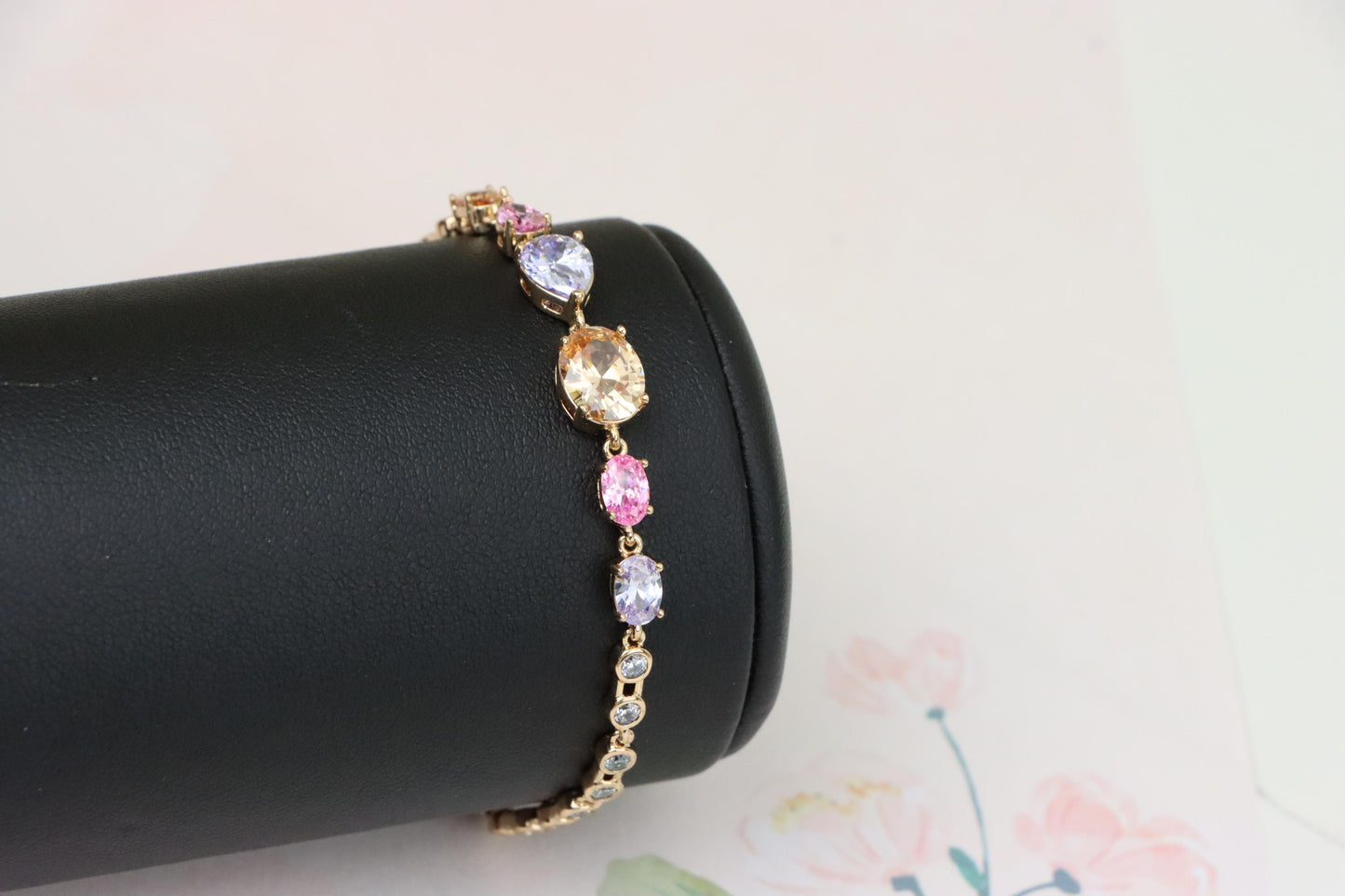Elegant Multi-Color Crystal Rose Gold Bracelet for Women, XPBL1009 (2101-8)