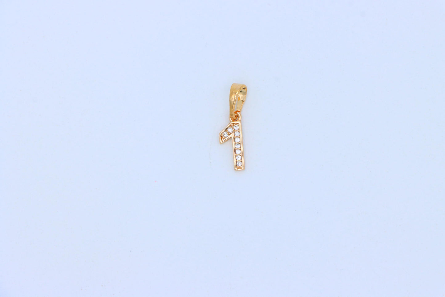 Rose Gold Number 1 Pendant with Crystals – 18K Gold Plated Charm, XPPT1341 (2032-8)