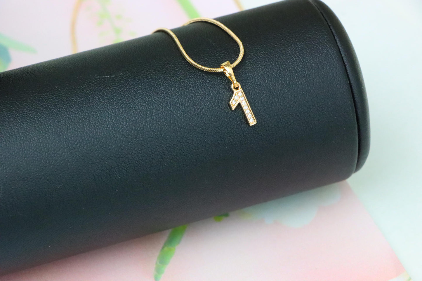 Rose Gold Number 1 Pendant with Crystals – 18K Gold Plated Charm, XPPT1341 (2032-8)
