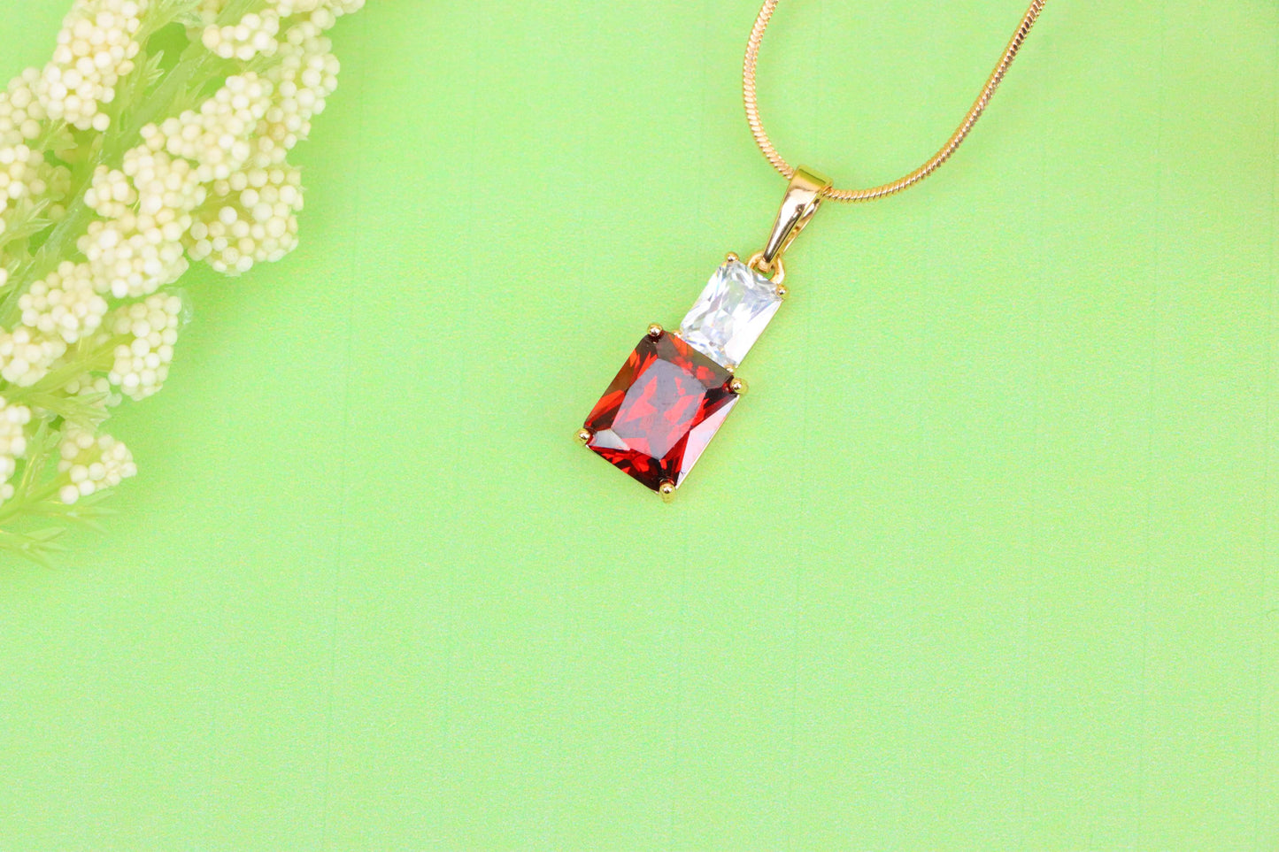 Bold Red Pendant in Gold-Plated Setting – Luxe Statement Accent, XPPT1809 (2153-3)