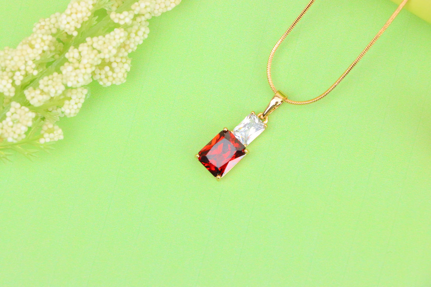 Bold Red Pendant in Gold-Plated Setting – Luxe Statement Accent, XPPT1809 (2153-3)