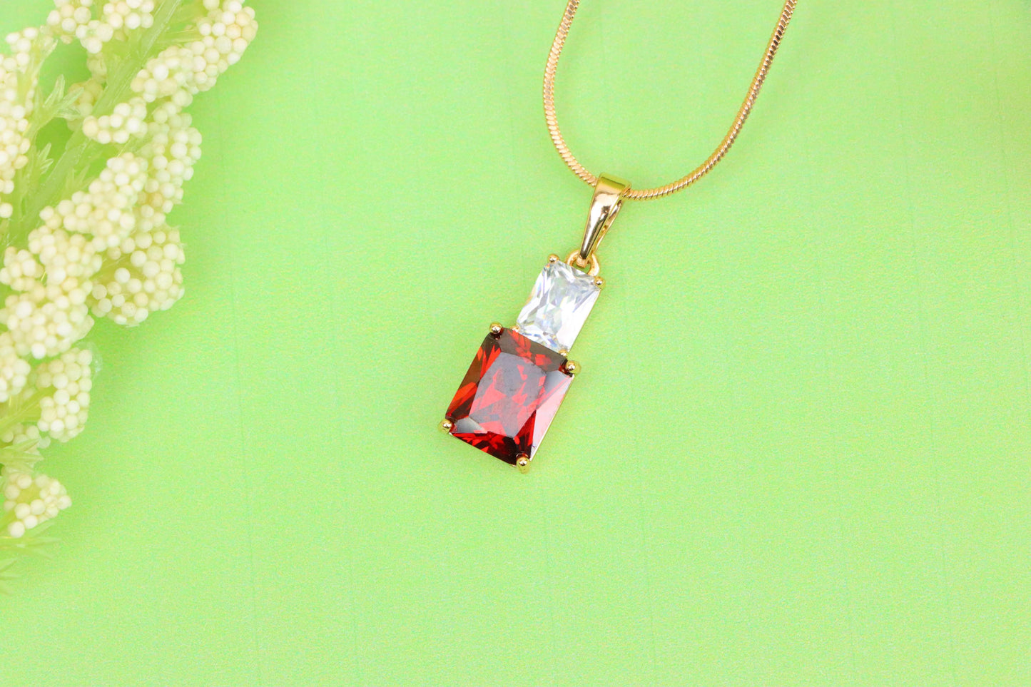 Bold Red Pendant in Gold-Plated Setting – Luxe Statement Accent, XPPT1809 (2153-3)